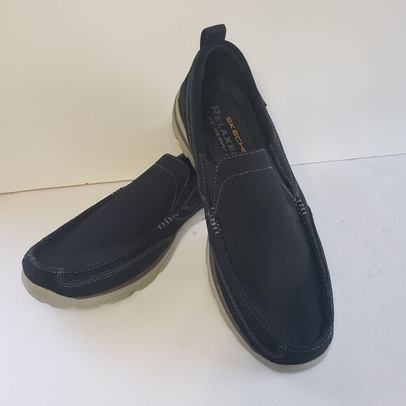 Skechers Mens Size 14 Black Relaxed Fit Memory Foam Textile Leather SN64365 - Picture 14 of 16